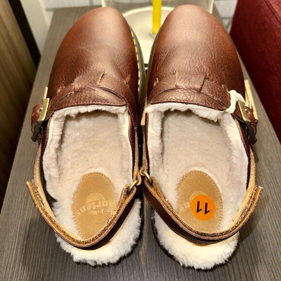 Dr Martens Jorge II Ambassador‎ Leather Fur Lined M 11 W 12 Mules Cashew Brown